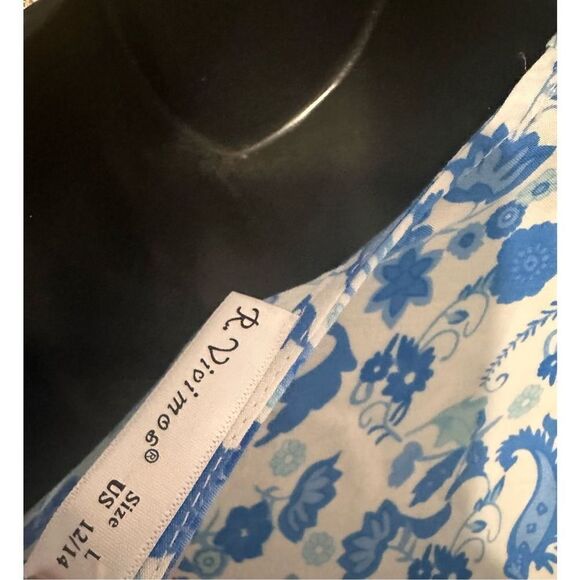 GREAT CONDITION BEAUTIFUL Women's Dress, Women Blue Floral Print Sashes Pleated - Picture 4 of 7